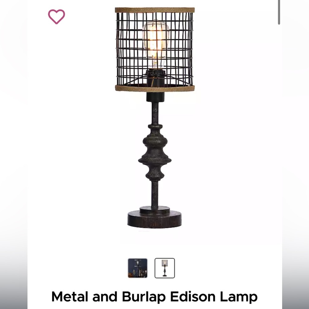 (2) Metal and Burlap Edison Lamp
